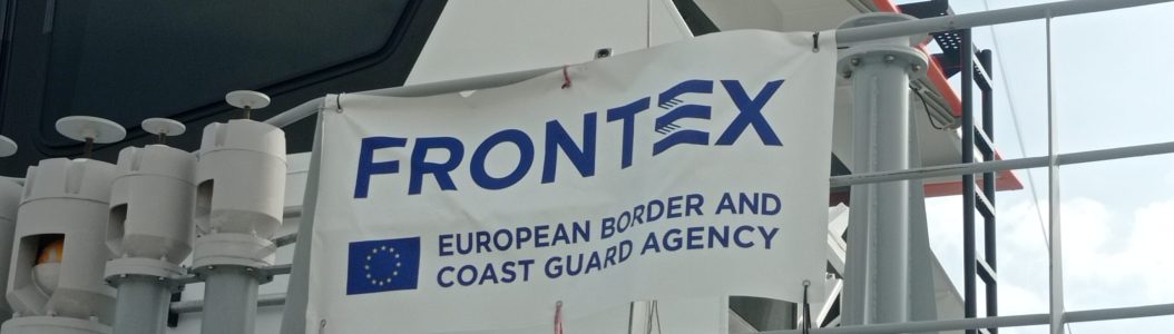 CC BY-SA 4.0 © Photo by Francesco Placco (Frontex logo displayed on a Romanian-flagged vessel moored for refuelling at the South Pier in Crotone, Italy. 7 November 2024.)